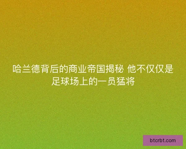 哈兰德背后的商业帝国揭秘 他不仅仅是足球场上的一员猛将