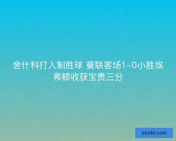 舍什科打入制胜球 曼联客场1-0小胜埃弗顿收获宝贵三分